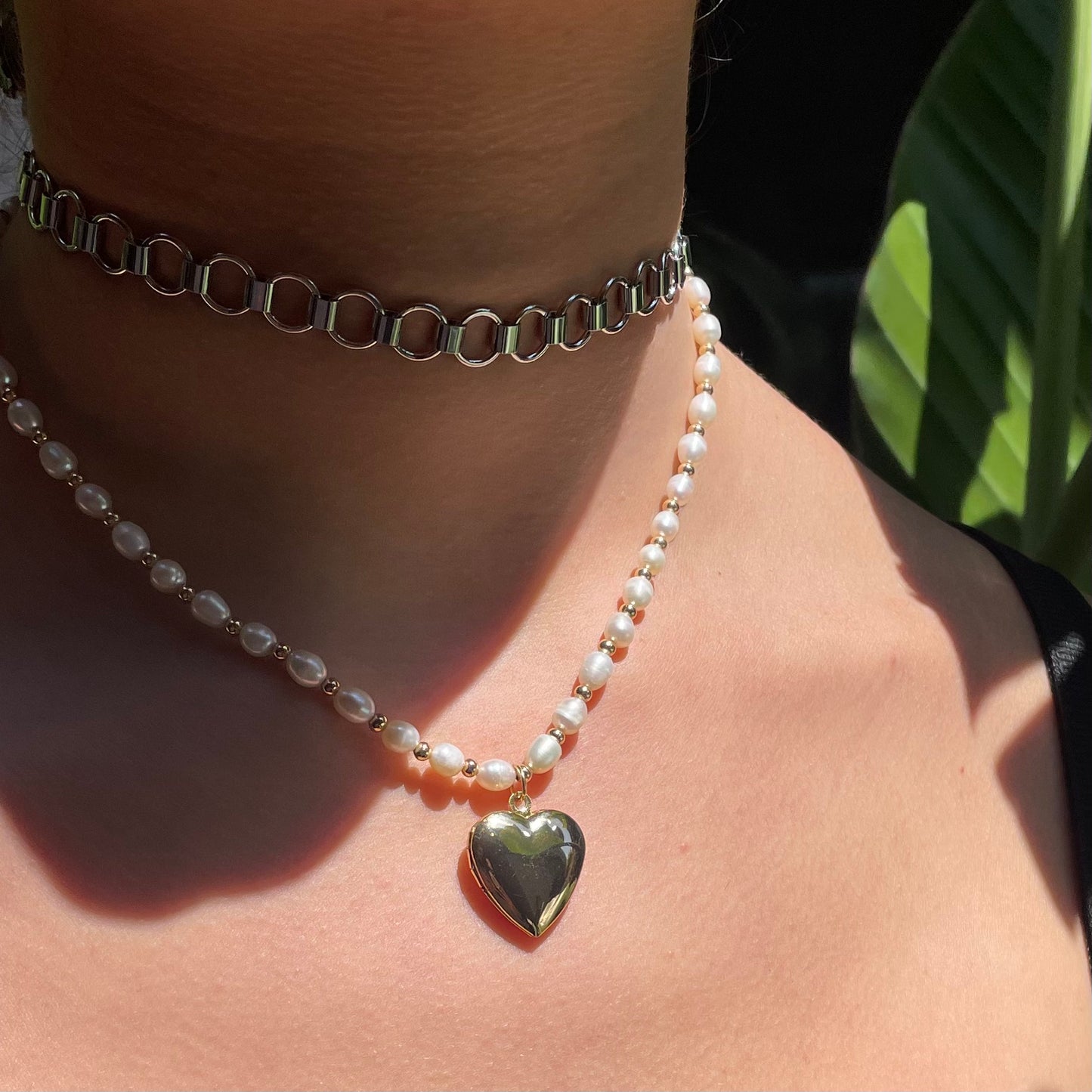 Heart of Gold Pearl Necklace